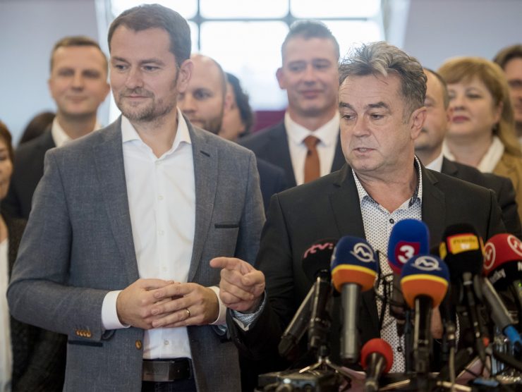 Poslanec za OĽANO Jozef Pročko a jeho šéf Igor Matovič.