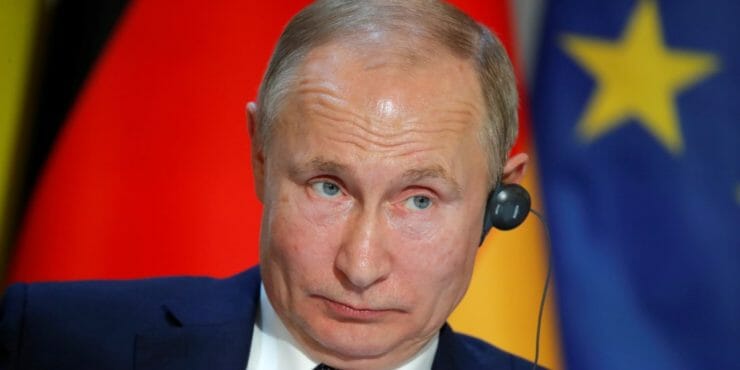 Ruský prezident Vladimir Putin počas tlačovej konferencie.