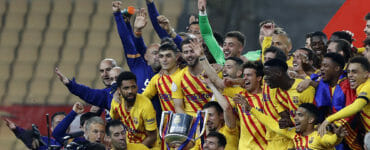 Hráči FC Barcelona, vyhrali pohár