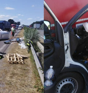 Policajné zábery z z dopravnej nehody na D2.