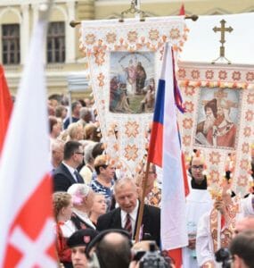 Slávnostná svätá omša počas Celonárodnej púte k sv. Cyrilovi a Metodovi 5. júla 2016 v Nitre.