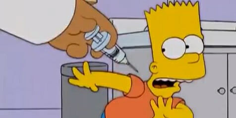 Bart Simpson uniká pred ihlou.