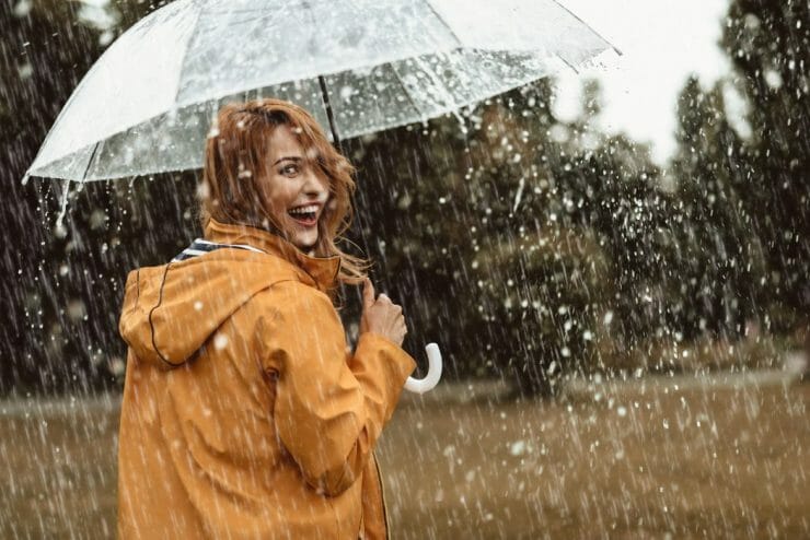 počasie, dážď, dáždnik, žena