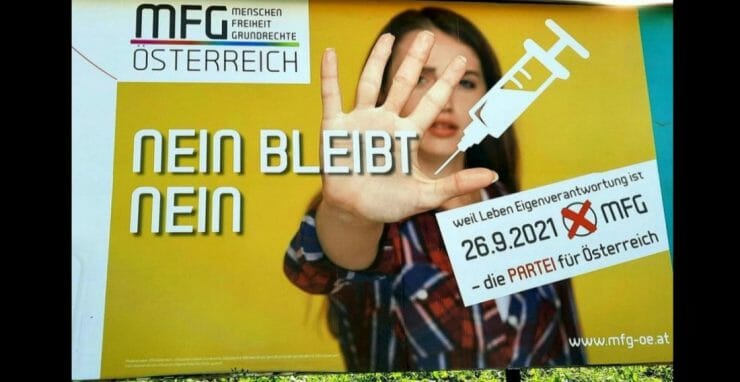 Predvolebný plagát rakúskej strany MFG.