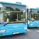 Nové autobusy pre MHD spoločnosti Arriva, ktorá prevádzkuje službu počas slávnostného odovzdania v Trnave v stredu 7. júla 2021.
