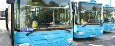 Nové autobusy pre MHD spoločnosti Arriva, ktorá prevádzkuje službu počas slávnostného odovzdania v Trnave v stredu 7. júla 2021.