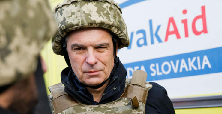 Ivan Korčok počas návštevy Luhanskej oblasti na Ukrajine