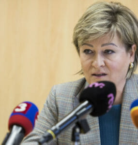 Nadežda Machútová počas tlačovej konferencie