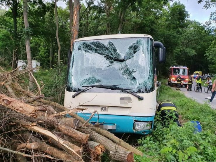 V obci Jarok sa zrazilo auto s autobusom, viezlo sa v ňom 13 ľudí