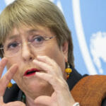 Na archívnej snímke z 3. novembra 2021 vysoká komisárka Organizácie Spojených národov (OSN) pre ľudské práva Michelle Bacheletová.