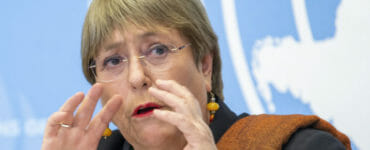 Na archívnej snímke z 3. novembra 2021 vysoká komisárka Organizácie Spojených národov (OSN) pre ľudské práva Michelle Bacheletová.