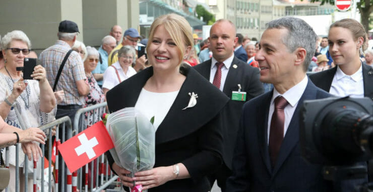 Zľava Zuzana Čaputová a prezident Švajčiarska Ignazio Cassis.
