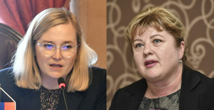 Na kombosnímke zľava koaličné poslankyne Vladimíra Marcinková (SaS) a Monika Kavecká (OĽANO).