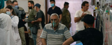 Pacienti v nemocnici v Bagdade.