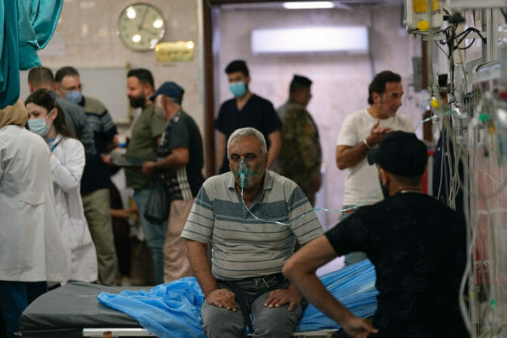 Pacienti v nemocnici v Bagdade.