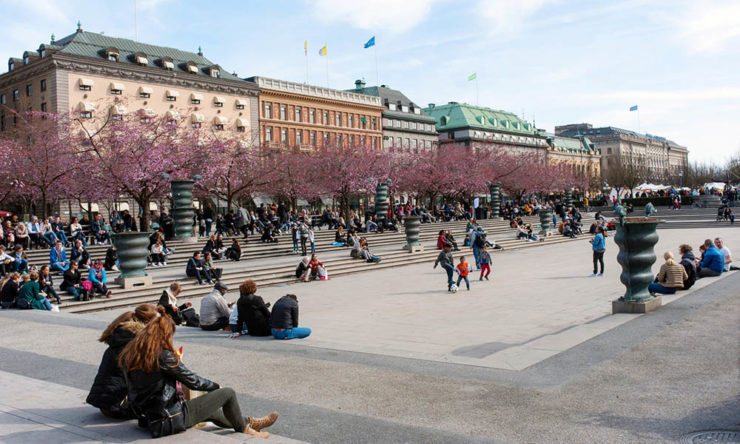 Park Kungsträdgrden v centre Štokholmu, archívna snímka.
