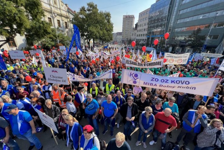Demonštrácia v Bratislave, odborári