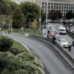 Policajná snímka z miesta tragickej nehody v centre Bratislavy.