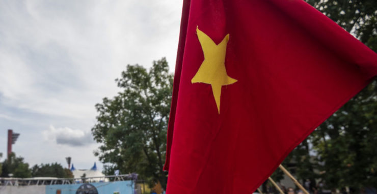 Na ilustračnej snímke vietnamská vlajka.