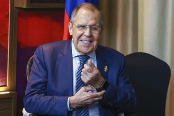 Ruský minister zahraničných vecí Sergej Lavrov počas stretnutia