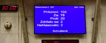 elektronická tabuľa s výsledkom hlasovania o návrhu na vyslovenie nedôvery vláde Eduarda Hegera (OĽANO) na 78. schôdzi parlamentu v Bratislave vo štvrtok 15. decembra 2022.