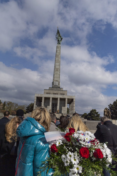 Slávnostný akt kladenia vencov na Slavíne pri príležitosti 78. výročia oslobodenia Bratislavy v utorok 4. apríla 2023.