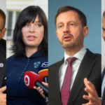 Lídri politických strán: zľava Boris Kolár (Sme rodina), Veronika Remišová (Za ľudí), Eduard Heger (Demokrati) a Peter Pellegrini (Hlas-SD).