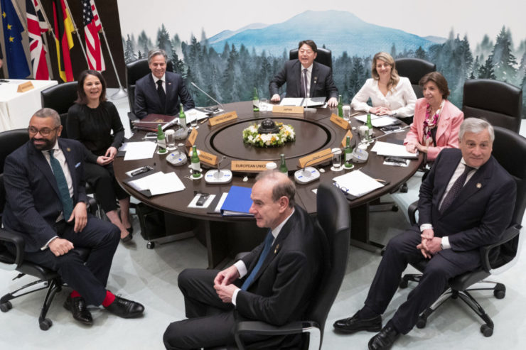 Zasadnutie ministrov zahraničných vecí skupiny G7 v japonskom meste Karuizawa v utorok 18. apríla 2023. FOTO TASR/AP