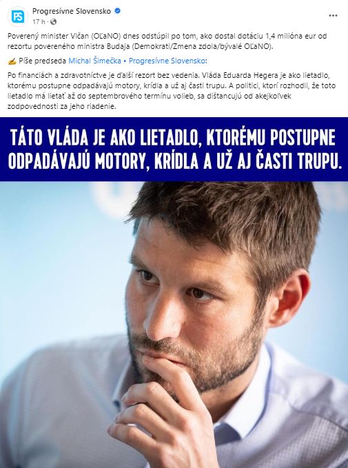 Michal Šimečka a jeho status na sociálnej sieti. 