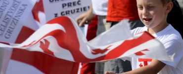 Slovensko-gruzínsky spolok zorganizoval protestné zhromaždenie pred Prezidentským palácom. FOTO TASR - Martin Baumann