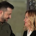 Ukrajinský prezident Volodymyr Zelenskyj a talianska premiérka Giorgia Meloniová