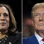 Na kombosnímke Kamala Harrisová a Donald Trump