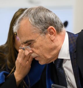 Na snímke Ondrej Mularčík, obhajca Petra K. počas pojednávania
