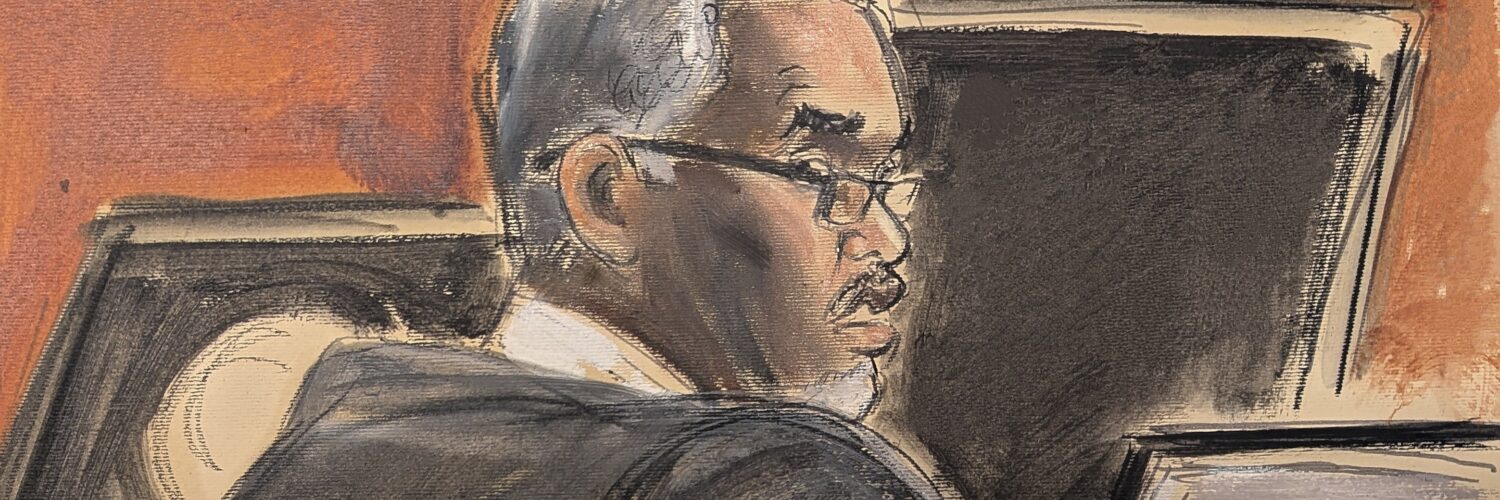 Na kresbe zo súdnej siene americký raper Sean "Diddy" Combs
