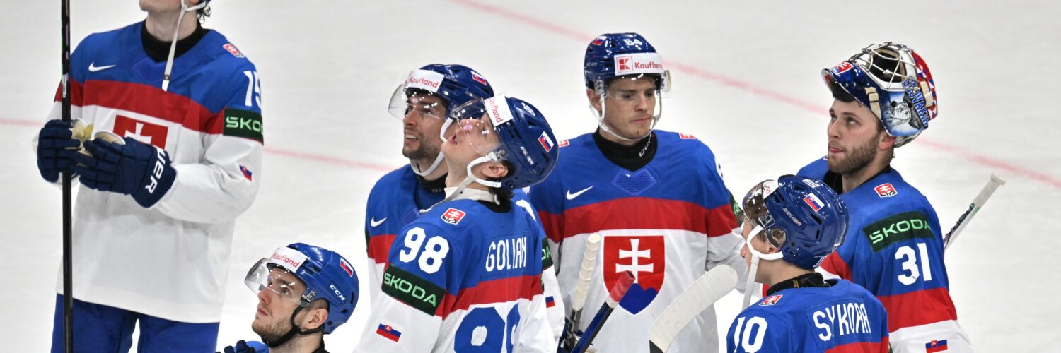 Na snímke slovenskí hokejisti