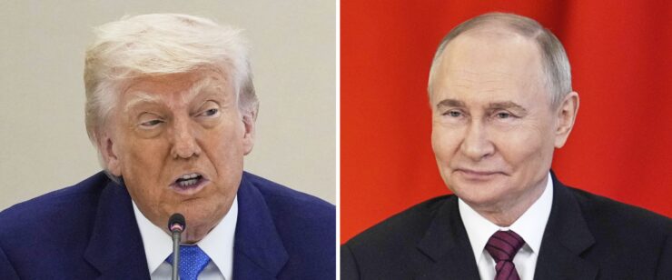 Na kombosnímke americký prezident Donald Trump (vľavo) a vpravo ruský prezident Vladimir Putin