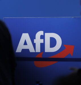 Na archívnej snímke logo krajne pravicovej strany Alternatíva pre Nemecko (AfD),