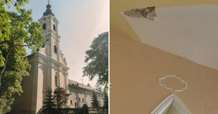 poškodený kostolík v obci Báč, zdroj foto: farnosť Báč